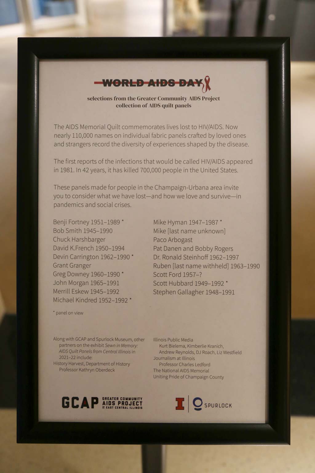 A plaque describing the history of exhibit
