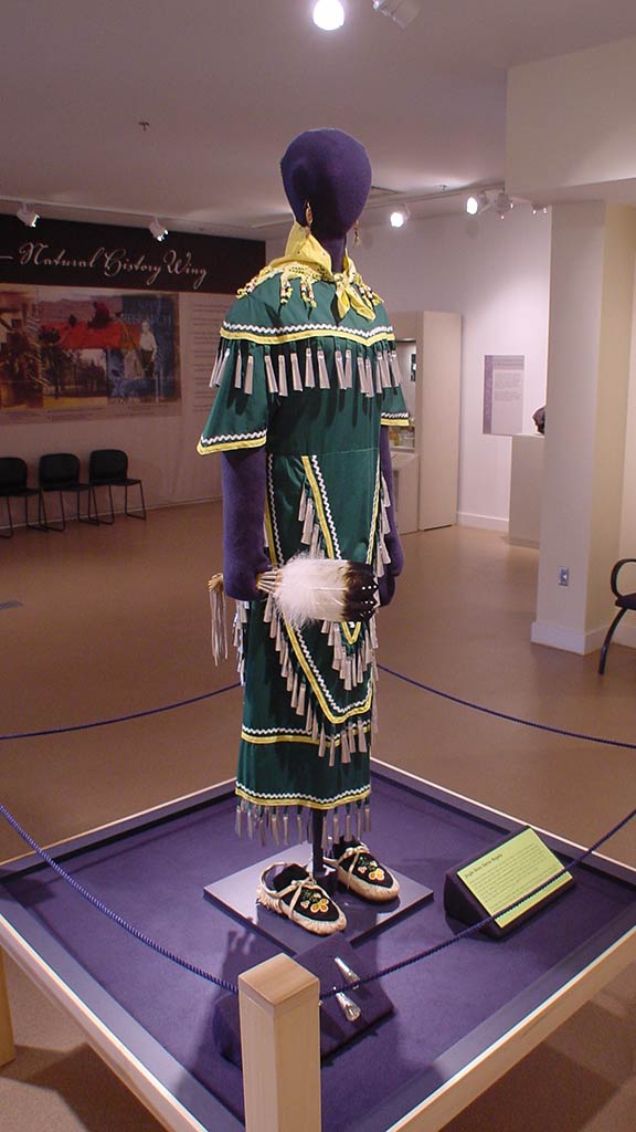 green dress with white fringes, feather fan