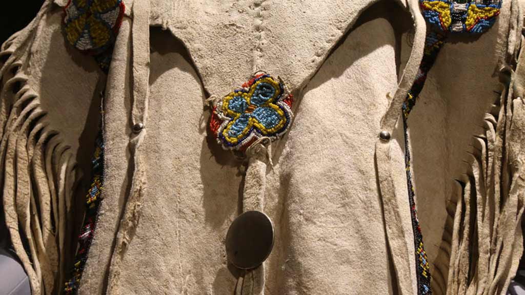 another closeup of the beadwork on the shirt
