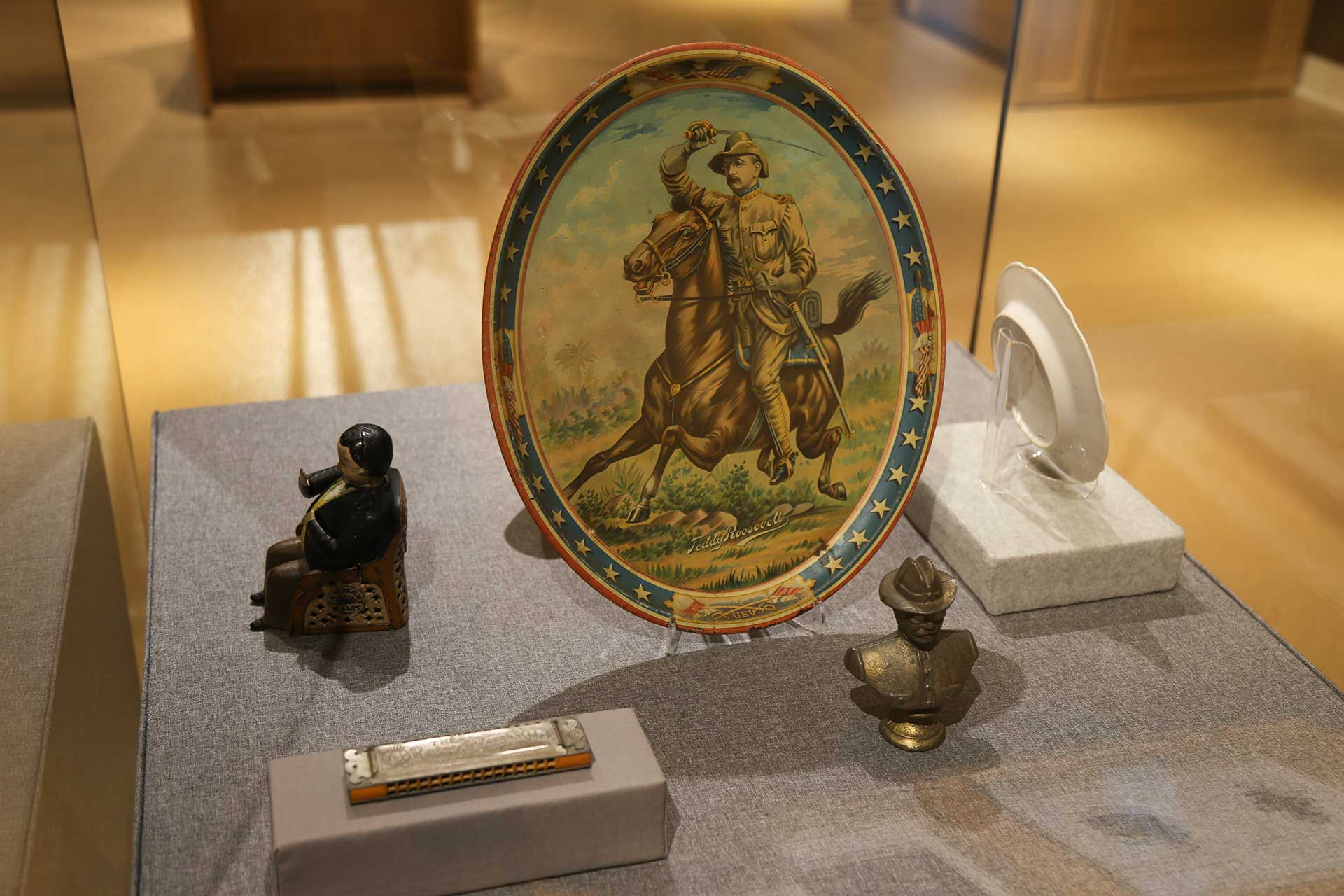 image of a case of objects including plates