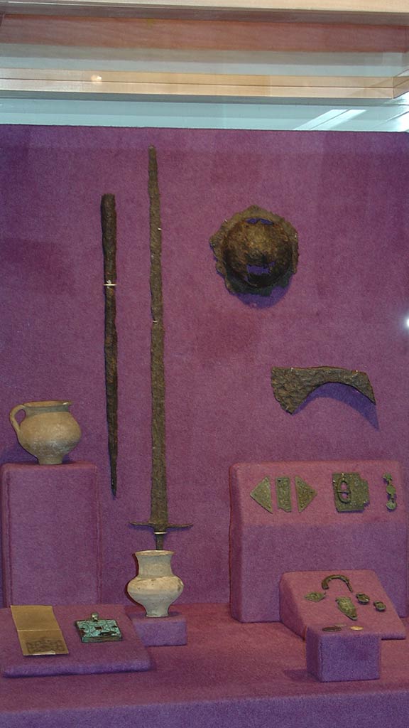 metal weapons and pots