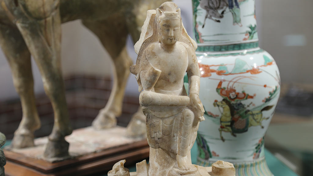 sculpture of chinese god closeup