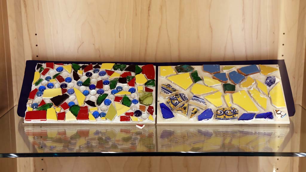 a close-up of the top shelf in the left case and its pieces