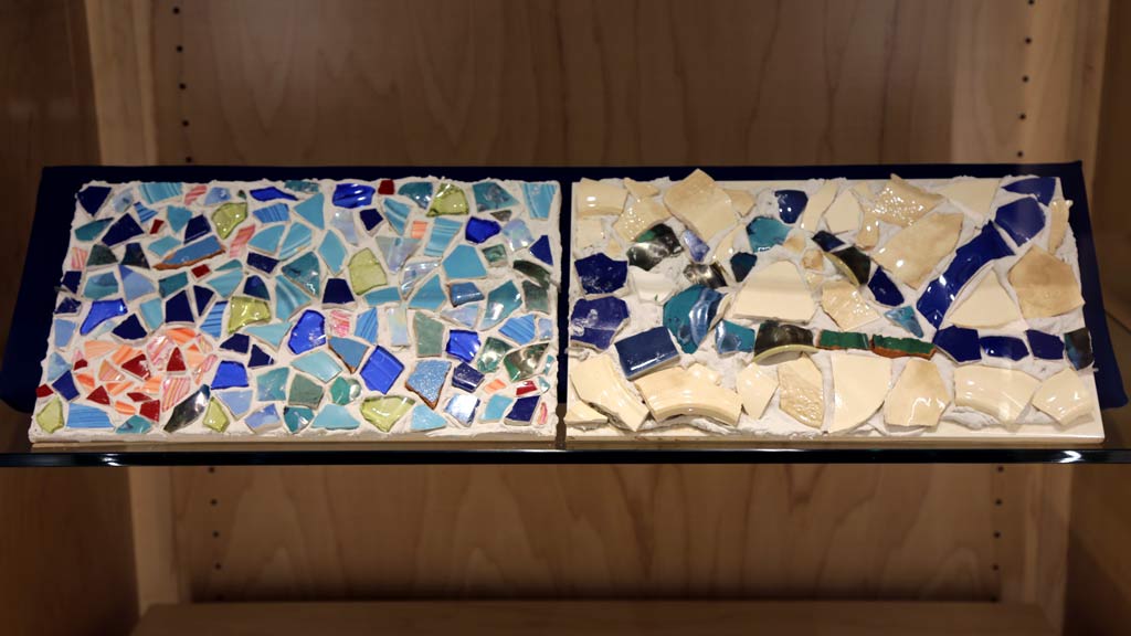 a close-up of the middle shelf in the left case