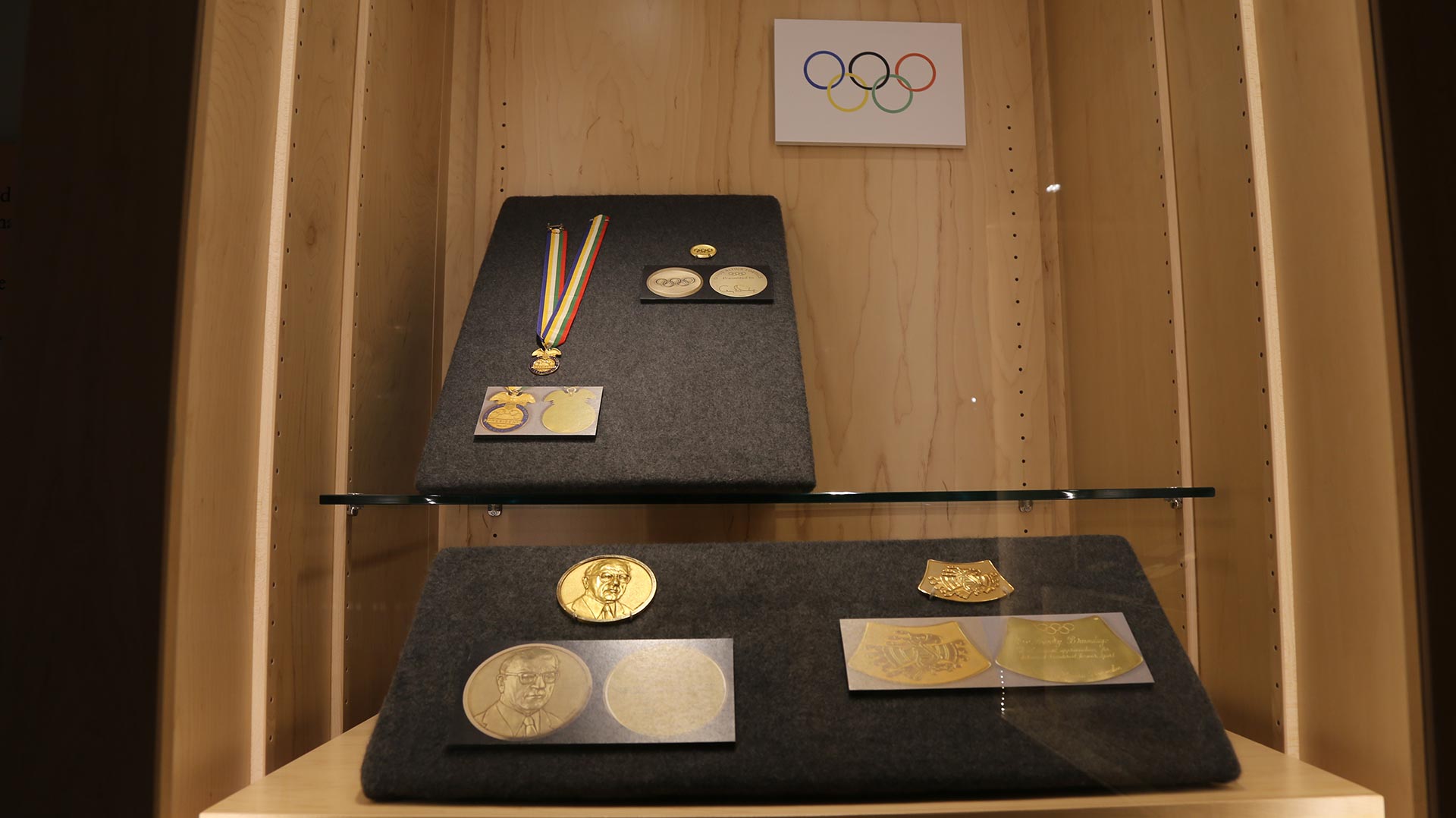 close-up of golden medals from the Olympic Games