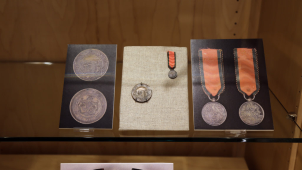 a shot of some silver looking medals