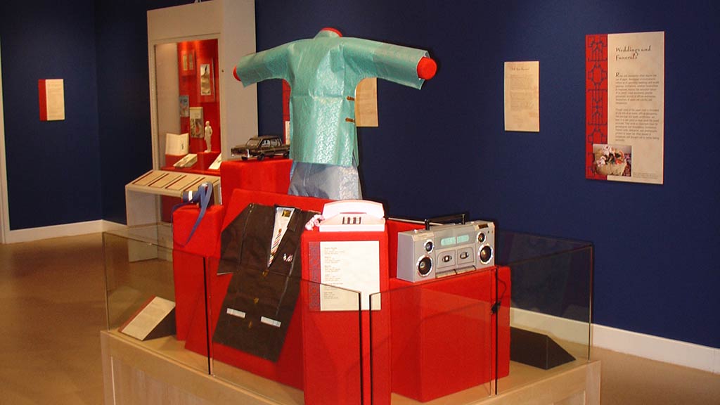 traditional Chinese clotting made of paper, radio, telephone
