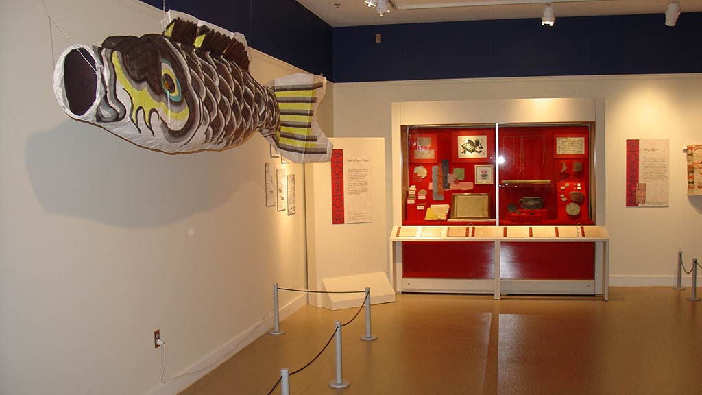giant paper fish and a partial gallery overview