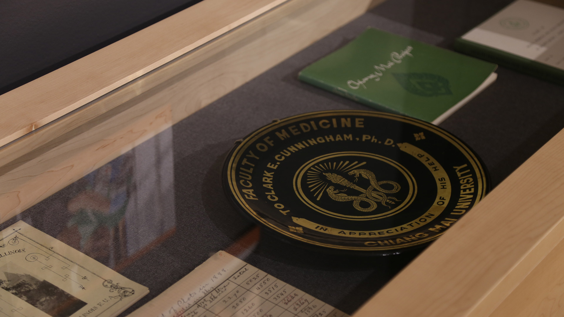 close-up of a plate with writing in a case reading: 'faculty of medicine'
