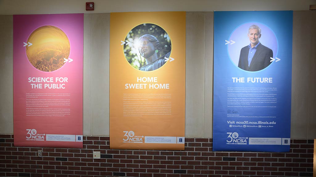 large colorful posters on the wall