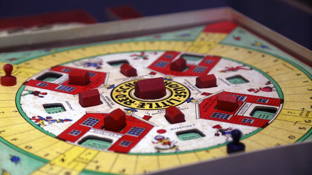 close-up of the 'little red schoolhouse' game