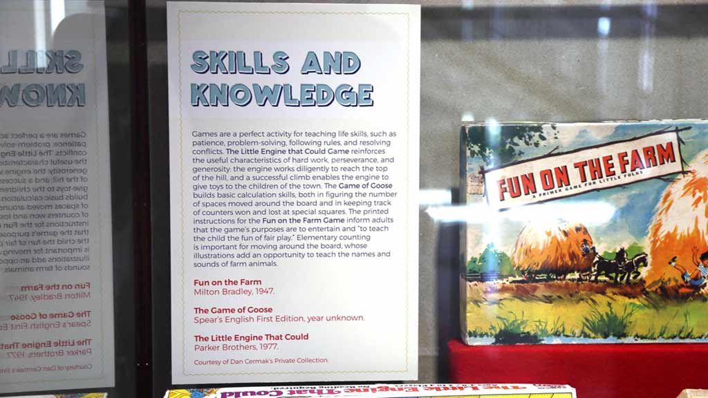 'skills and knowledge' title card in the case with fun on the farm