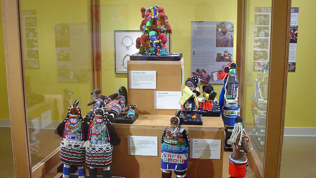 many woven figure sculptures